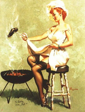 woman looking up Painting - Gil Elvgren pin up 64